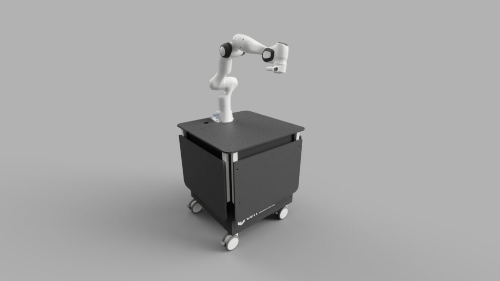 Ein eingeklappter Roboter-Greifarm für Sortierungszwecke
